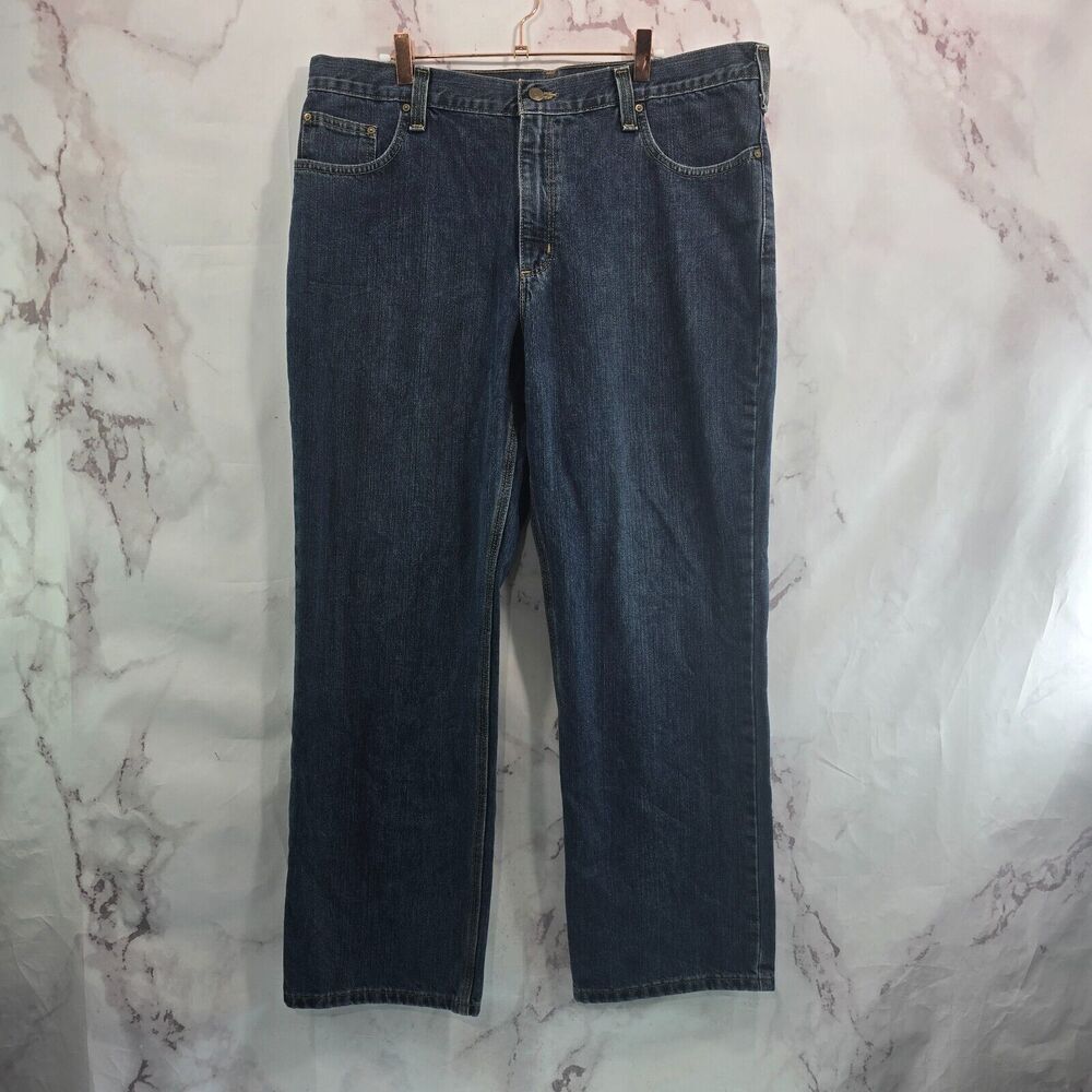 Carhartt Jeans Mens 38 X 30 Denim Relaxed Fit Dark Wash Straight Leg